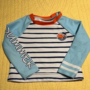 Kids Rash Guard - Blue and Orange Stripes